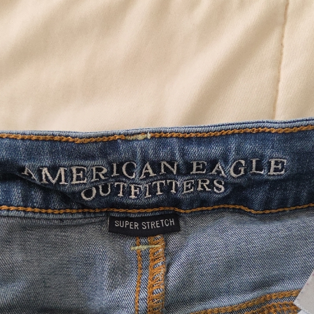 American Eagle Outfitters Ripped Blue Denim Shortie - Picture 3 of 4